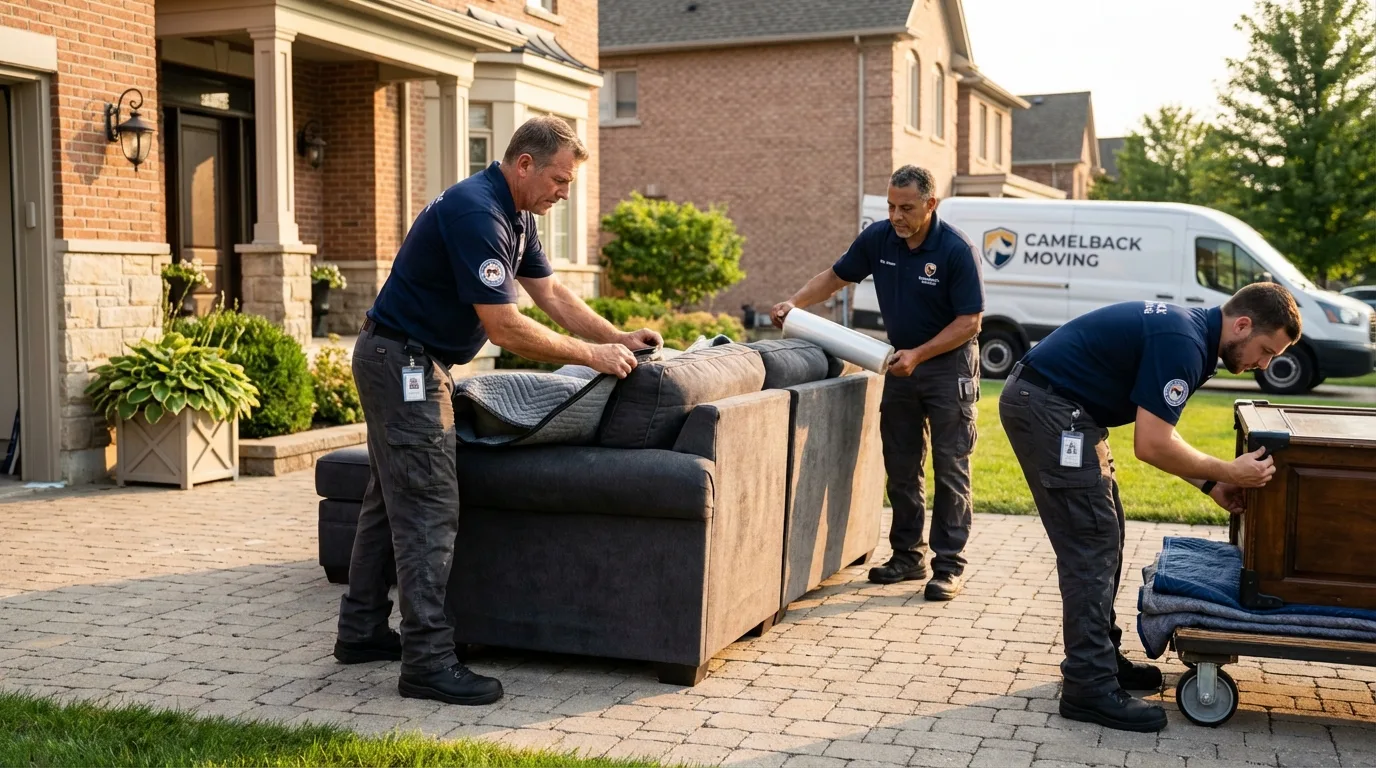 Large estate moving crew wrapping furniture in Cloverdale, IN